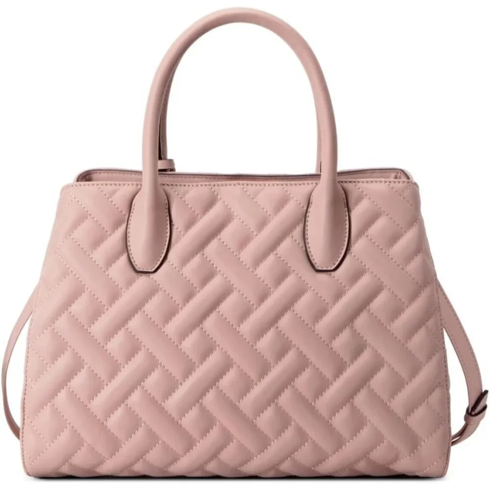 Women's Satchel Cotton Blend Lining Zip Closure Modern Pink Elegant Bag